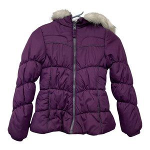 London Fog Girls Coat with Hood Size M 10-12 Purple